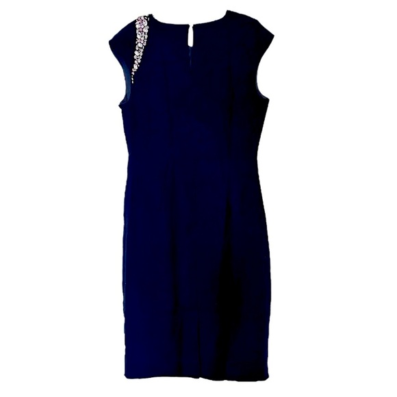 $159 London Dress Embellished Neck Bodycon Sheath 10 Large Black Jewel Shoulder - Picture 8 of 16